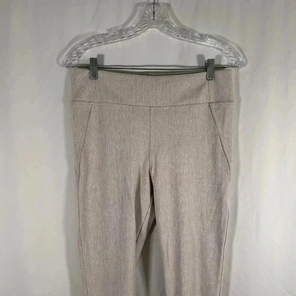 Athleta Leggings Women's Medium Beige Pull On Stretchy Mid Rise Zip Pockets - Picture 2 of 10